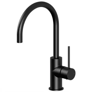 Vivid Slimline Sink Mixer Gooseneck 160 Matte Black by null, a Kitchen Taps & Mixers for sale on Style Sourcebook