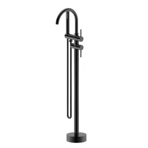 Misha Floor Mounted Bath Mixer w Shower Matt Black by null, a Bathroom Taps & Mixers for sale on Style Sourcebook