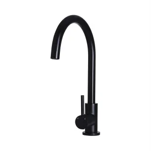 Round Sink Mixer Gooseneck 210 Matte Black by null, a Kitchen Taps & Mixers for sale on Style Sourcebook