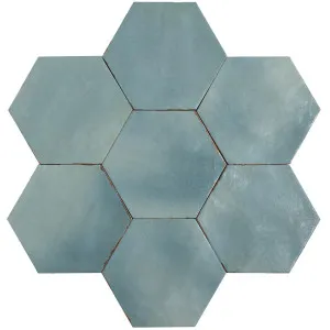 Capri Hexagon Blue Bettina Structured Matt Tile by null, a Porcelain Tiles for sale on Style Sourcebook