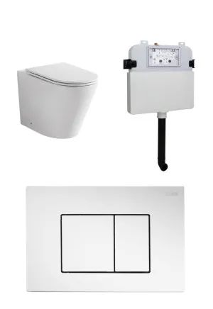 Java Rimless In-wall Toilet Suite S&P Trap with Square ABS Chrome Button by null, a Toilets & Bidets for sale on Style Sourcebook