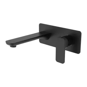 Platz Wall Basin Set Straight 180 Matt Black by null, a Bathroom Taps & Mixers for sale on Style Sourcebook