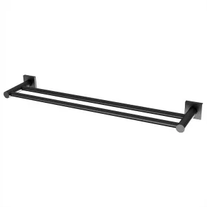 Radii Square Towel Rail Double 600 Matte Black by null, a Towel Rails for sale on Style Sourcebook