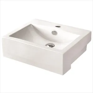 Semi-recessed Basin 1TH Ceramic 520X430 Gloss White by null, a Basins for sale on Style Sourcebook