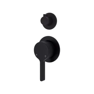 Sansa Wall/Shower Mixer w Diverter Small Plate Matte Black by null, a Shower Heads & Mixers for sale on Style Sourcebook