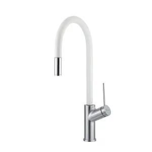 Vilo Sink Mixer Pull Out/Pull Down Gooseneck 210 Chrome/White by null, a Laundry Taps for sale on Style Sourcebook