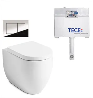 Flo Rimless In-wall Toilet Suite S&P Trap with Square ABS Chrome Button by null, a Toilets & Bidets for sale on Style Sourcebook