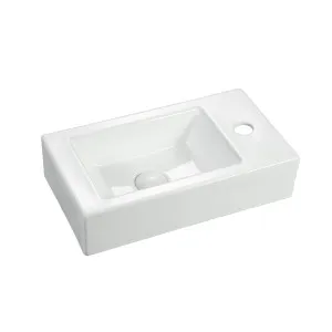 Arial Vessel Basin 1TH Ceramic 460x255 Gloss White by null, a Basins for sale on Style Sourcebook