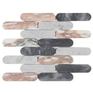 Sherrin Rose-Multi Marble Natural Product Capsule Honed Mosaic by null, a Mosaic Tiles for sale on Style Sourcebook