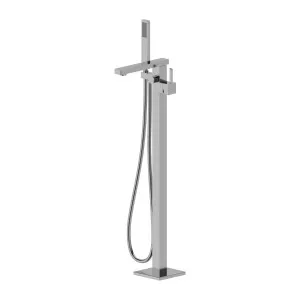 Platz Floor Bath Mixer With Hand Held Shower Brushed Nickel by null, a Bathroom Taps & Mixers for sale on Style Sourcebook