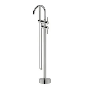 Misha Floor Mounted Bath Mixer w Shower Brushed Nickel by null, a Bathroom Taps & Mixers for sale on Style Sourcebook