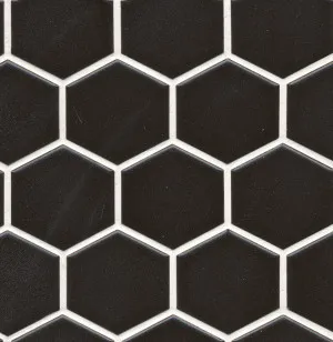 Mono Hexagon Black Gloss Mosaic Tile by null, a Mosaic Tiles for sale on Style Sourcebook