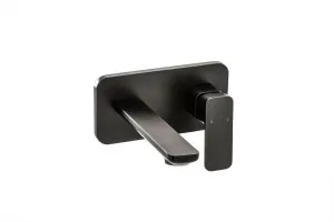 Elbrus Wall Basin Set Straight 200 Matte Black by null, a Bathroom Taps & Mixers for sale on Style Sourcebook