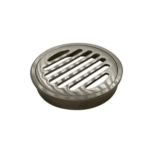 Art Brass Round Grate 100mm Brushed Nickel by null, a Shower Grates & Drains for sale on Style Sourcebook