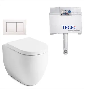 Flo Rimless In-wall Toilet Suite S&P Trap with Square ABS Matte White Button by null, a Toilets & Bidets for sale on Style Sourcebook