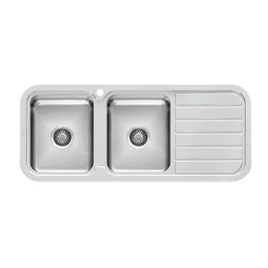 Phoenix 1000 Double L/H Bowl Sink W/-Drainer 1TH Stainless Steel by null, a Kitchen Sinks for sale on Style Sourcebook