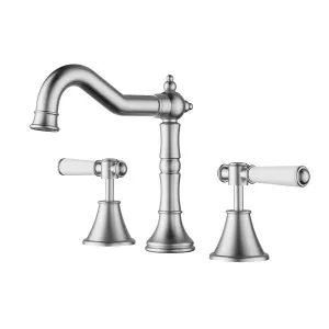 Clasico Basin Set Ceramic Hahdle Brushed Nickel by null, a Bathroom Taps & Mixers for sale on Style Sourcebook