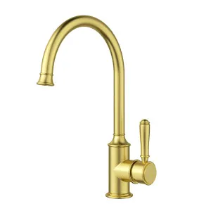 Clasico Gooseneck Sink Mixer Brushed Gold by null, a Kitchen Taps & Mixers for sale on Style Sourcebook