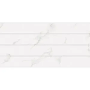 Bora Carrara White Panel Embossed Gloss Tile by null, a Marble Look Tiles for sale on Style Sourcebook