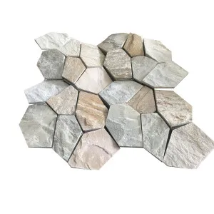 Flagstone Slate Natural Product Crazypave Bisque Structured Mosaic (Crate 5m2) by null, a Mosaic Tiles for sale on Style Sourcebook