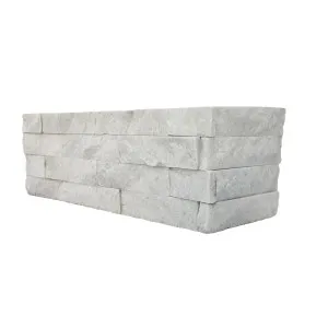 Stone Wall Quartz Natural Product Snow White Structured Corner (Pkt5) by null, a Marble Look Tiles for sale on Style Sourcebook