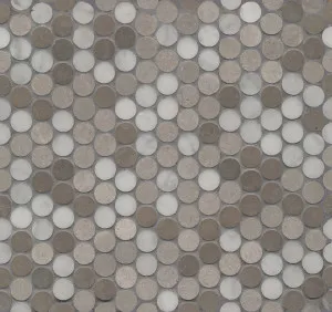 Captial Greige Marble Natural Product Penny Round Mix Honed Mosaic by null, a Mosaic Tiles for sale on Style Sourcebook