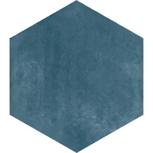 Denia Hexagon Blue Structured Textured Tile by null, a Porcelain Tiles for sale on Style Sourcebook