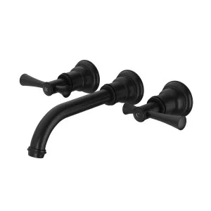 Cromford Wall Basin/Bath Tap Set Matte Black by null, a Bathroom Taps & Mixers for sale on Style Sourcebook