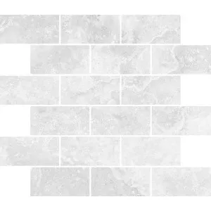 Pompeii Travertine Brick Cenere Silk Tumbled Edge Mosaic Tile by null, a Mosaic Tiles for sale on Style Sourcebook