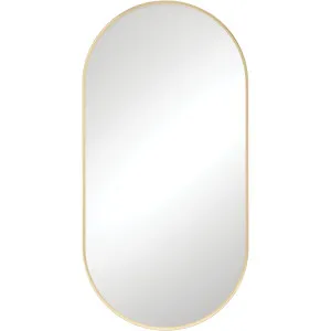 Fienza Empire Pill Shape Framed Mirror 450 x 900 Urban Brass by null, a Vanity Mirrors for sale on Style Sourcebook