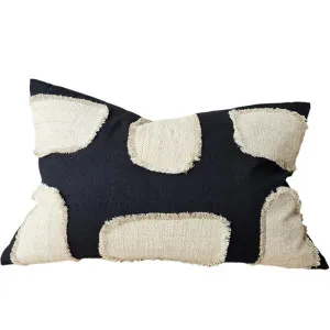 Fia Linen Cotton Cushion 40x60cm Lumbar - Black | Natural by null, a Cushions, Decorative Pillows for sale on Style Sourcebook