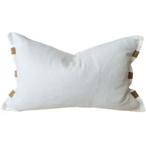 Florrie Linen Cotton Cushion 40x60cm Lumbar - White | Leather by null, a Cushions, Decorative Pillows for sale on Style Sourcebook