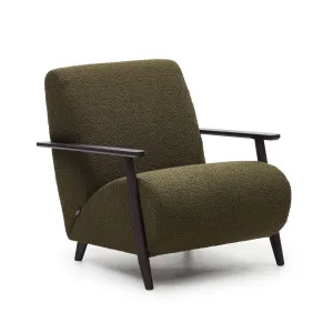 Meghan green bouclé armchairs with solid ash wood legs in a wenge finish by null, a Chairs for sale on Style Sourcebook