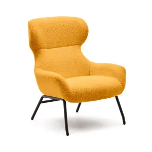 Belina armchair in mustard bouclé and steel with black finish FSC 100% by null, a Chairs for sale on Style Sourcebook