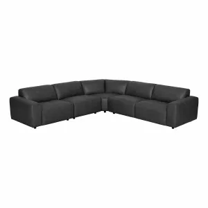Harry 7 Seater Modular Sofa in Urbane Leather Black by OZ Design, a Sofas for sale on Style Sourcebook