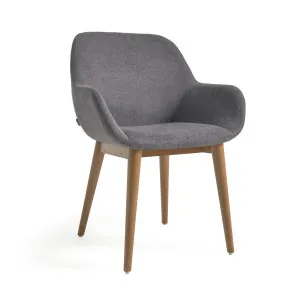 Konna chair in dark grey with solid ash wood legs in a dark finish by null, a Dining Chairs for sale on Style Sourcebook