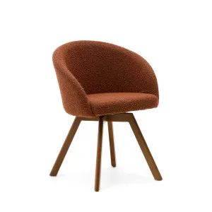 Marvin brown bouclé swivel chair with solid beech wood legs in a walnut finish by null, a Chairs for sale on Style Sourcebook