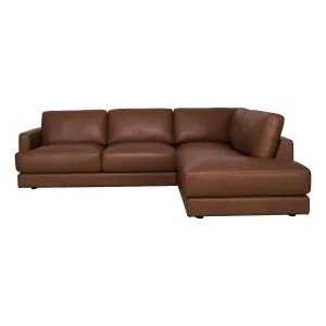 Temple Corner Chaise RHF in Urbane Leather Dark Brown by OZ Design, a Sofas for sale on Style Sourcebook