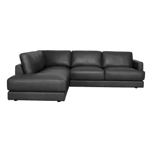 Temple Corner Chaise LHF in Leather Black by OZ Design, a Sofas for sale on Style Sourcebook