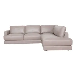 Temple Corner Chaise RHF in Leather Light Mocha by OZ Design, a Sofas for sale on Style Sourcebook