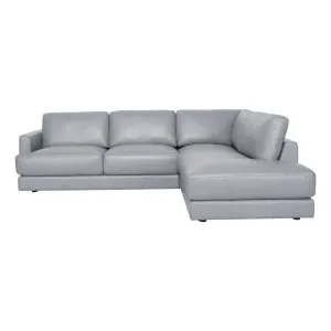 Temple Corner Chaise RHF in Leather Pewter by OZ Design, a Sofas for sale on Style Sourcebook