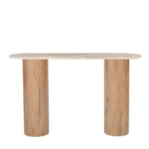 Adara Travertine & Acacia Wood Console Table by null, a Console Table for sale on Style Sourcebook