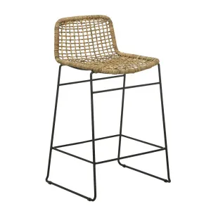 Olivia Open Weave Barstool - Greywash - Black by null, a Bar Stools for sale on Style Sourcebook