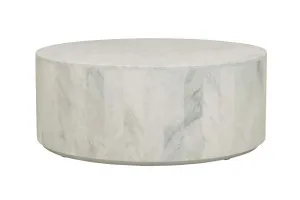 Elle Round Block Coffee Table - Matt White Marble by null, a Coffee Table for sale on Style Sourcebook