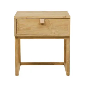 Willow Leather Tab Bedside - Teak by null, a Bedside Tables for sale on Style Sourcebook