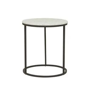 Elle Round Side Table - Matt White Marble - Black by null, a Side Table for sale on Style Sourcebook