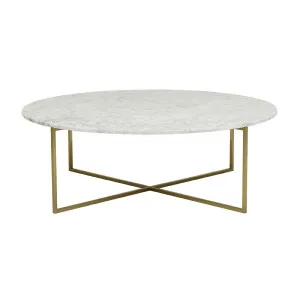 Elle Luxe Marble Round Coffee Tables - Matt White Marble - Brushed Gold by null, a Coffee Table for sale on Style Sourcebook