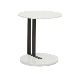 Amara Linear Side Table - Matt White Marble - Black by null, a Side Table for sale on Style Sourcebook