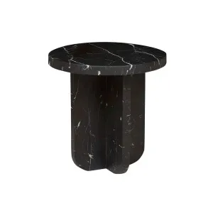 Amara Curve Side Table - Matt Black Marble by null, a Side Table for sale on Style Sourcebook