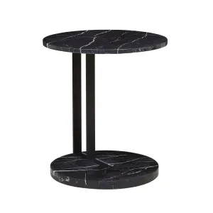 Amara Linear Side Table - Matt Black Marble - Black by null, a Side Table for sale on Style Sourcebook